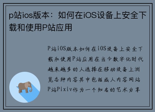 p站ios版本：如何在iOS设备上安全下载和使用P站应用